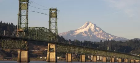 Bridge over Columbia River to Mount Hood