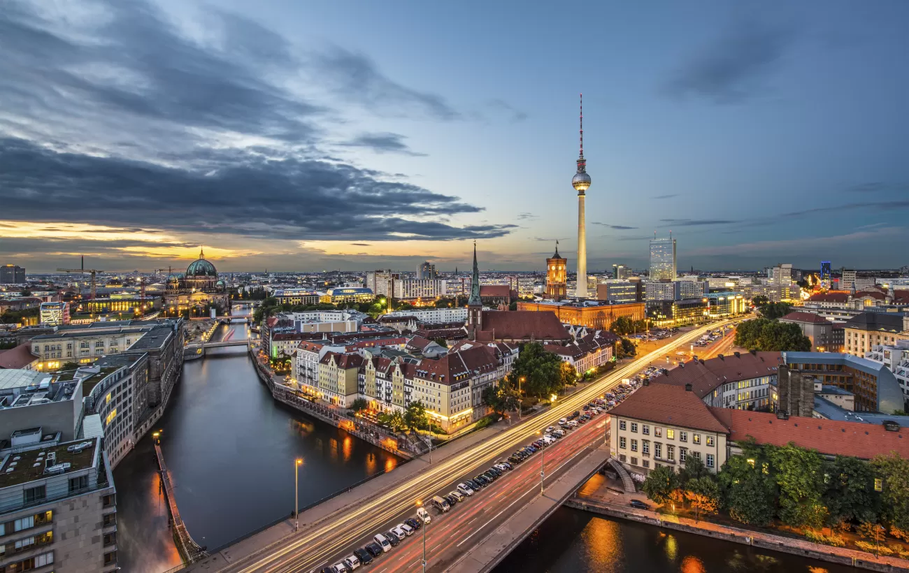 Berlin cityscape in the evening