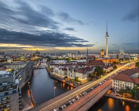 Berlin cityscape in the evening
