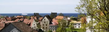 Aerial view of the town of Visby