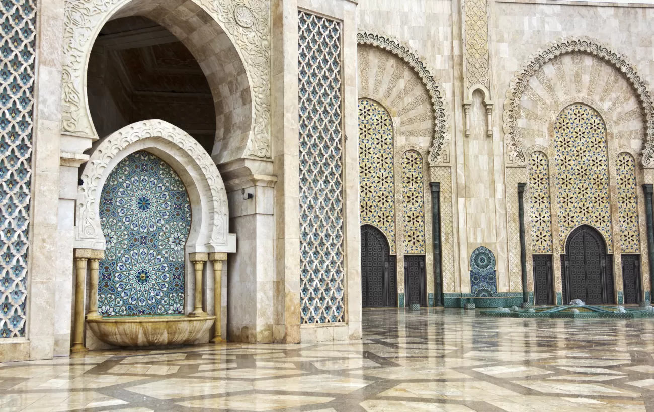 The beautiful interior of the Hassan II Mosque