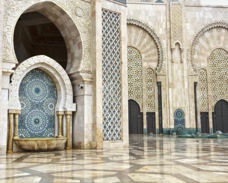 The beautiful interior of the Hassan II Mosque