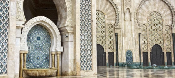 The beautiful interior of the Hassan II Mosque