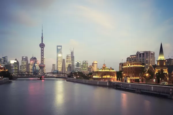 Shanghai skyline at dusk