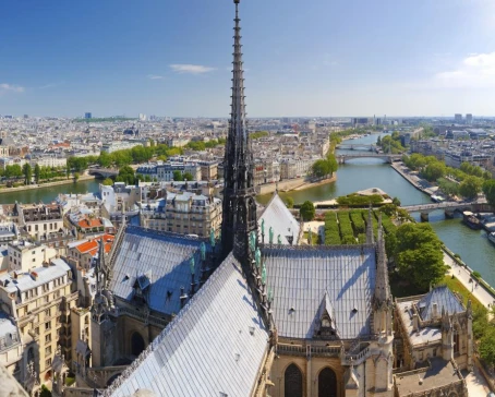 The views of Paris from Notre Dame Cathedral