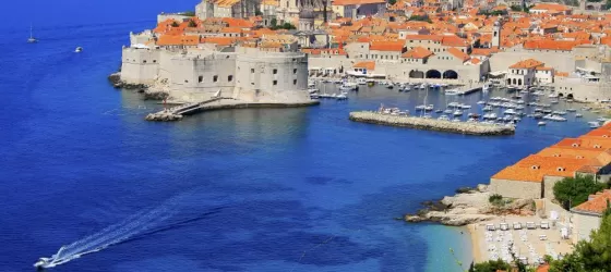 Mediterranean blue Dubrovnik from above