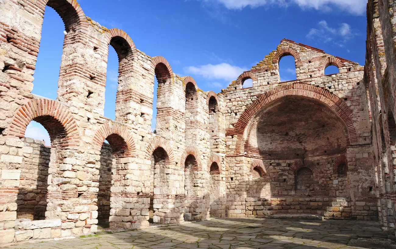 Ruins of Byzantine church in Nesebar, Bulgaria