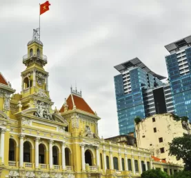 Contrast of old & modern of Ho Chi Minh city