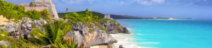 Ancient Mayan ruins of Tulum overlooking the Caribbean