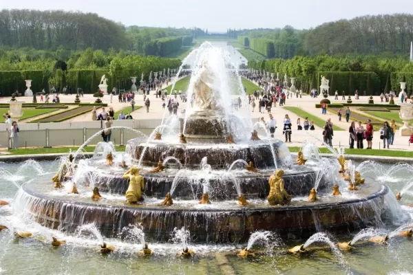 The famed fountain in the gardens of Versailles