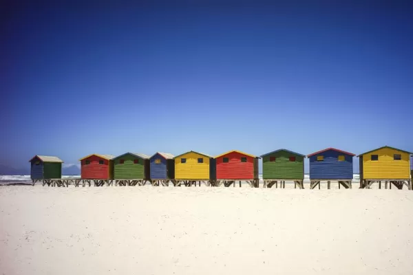 Famous colorful huts in Barbados