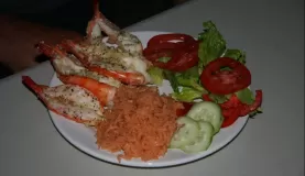 Shrimp dinner on Espiritu Santo Island