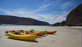 Kayaks on the beach in Baja