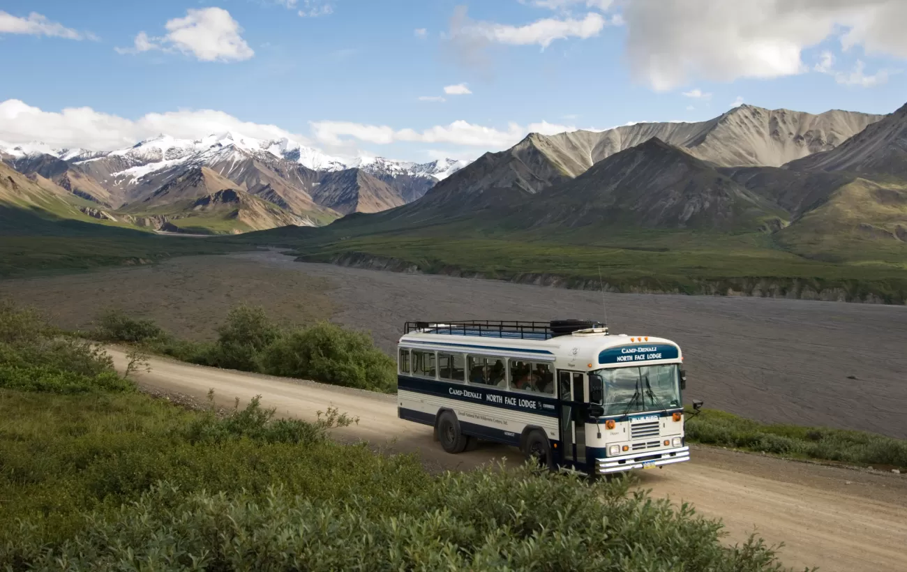 Bus ride into Denali National Park. Photo Courtesy of Camp Denali