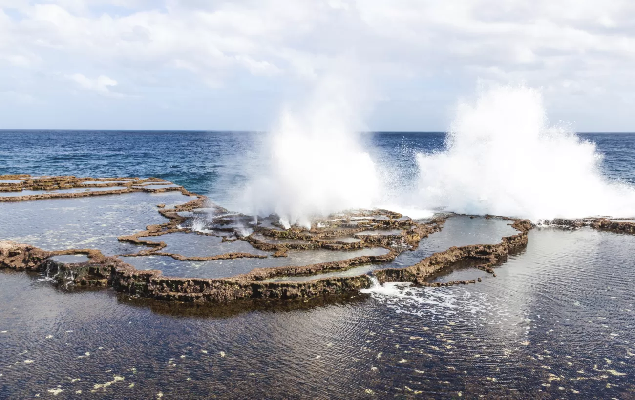 The South Pacific is fringed with errupting blowholes 