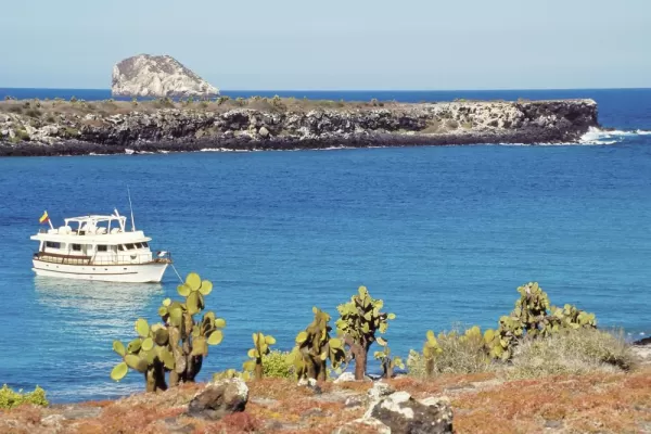 Boat at South Plaza, Galapagos Islands