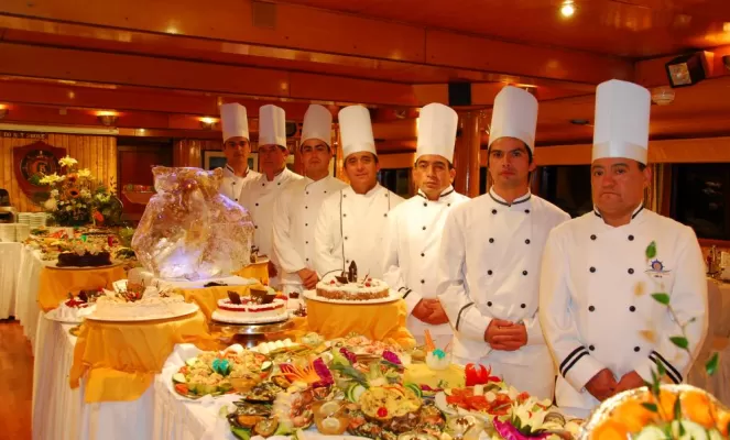 The expert chefs on board the Skorpios II