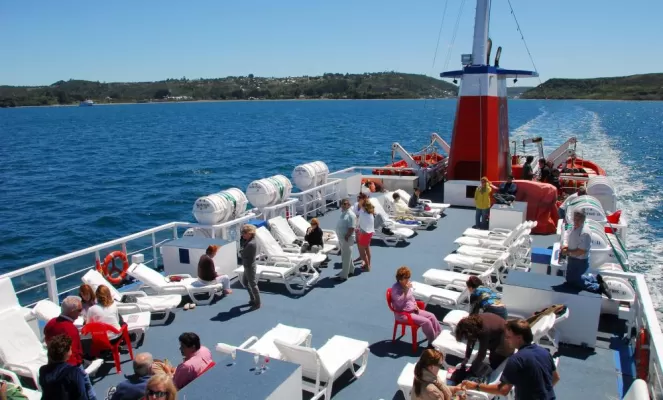Relax on board the Skorpios II as you sail Chilean Patagonia