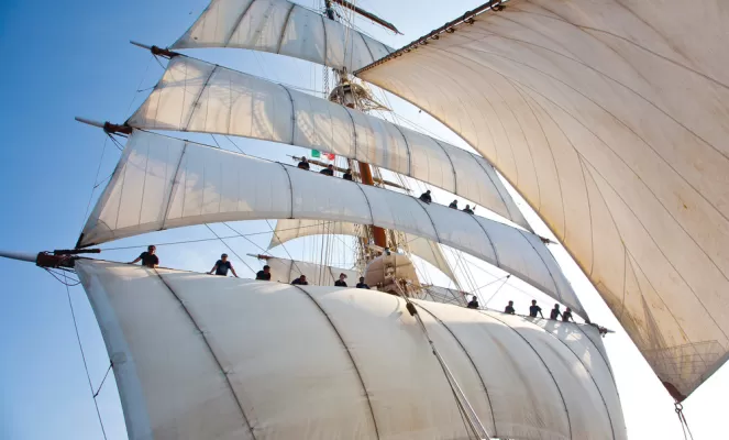 The large sails on the Sea Cloud
