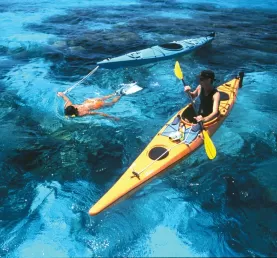 Kayak and snorkel in clear blue waters