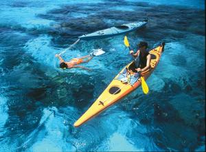 Exploring the crystal clear waters of the Belize Barrier Reef by kayak