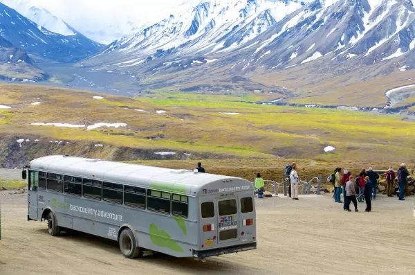 Bus ride out to Denali Backcountry Lodge