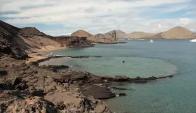 Volcanic crater and Pinnacle Rock on Bartolome Island