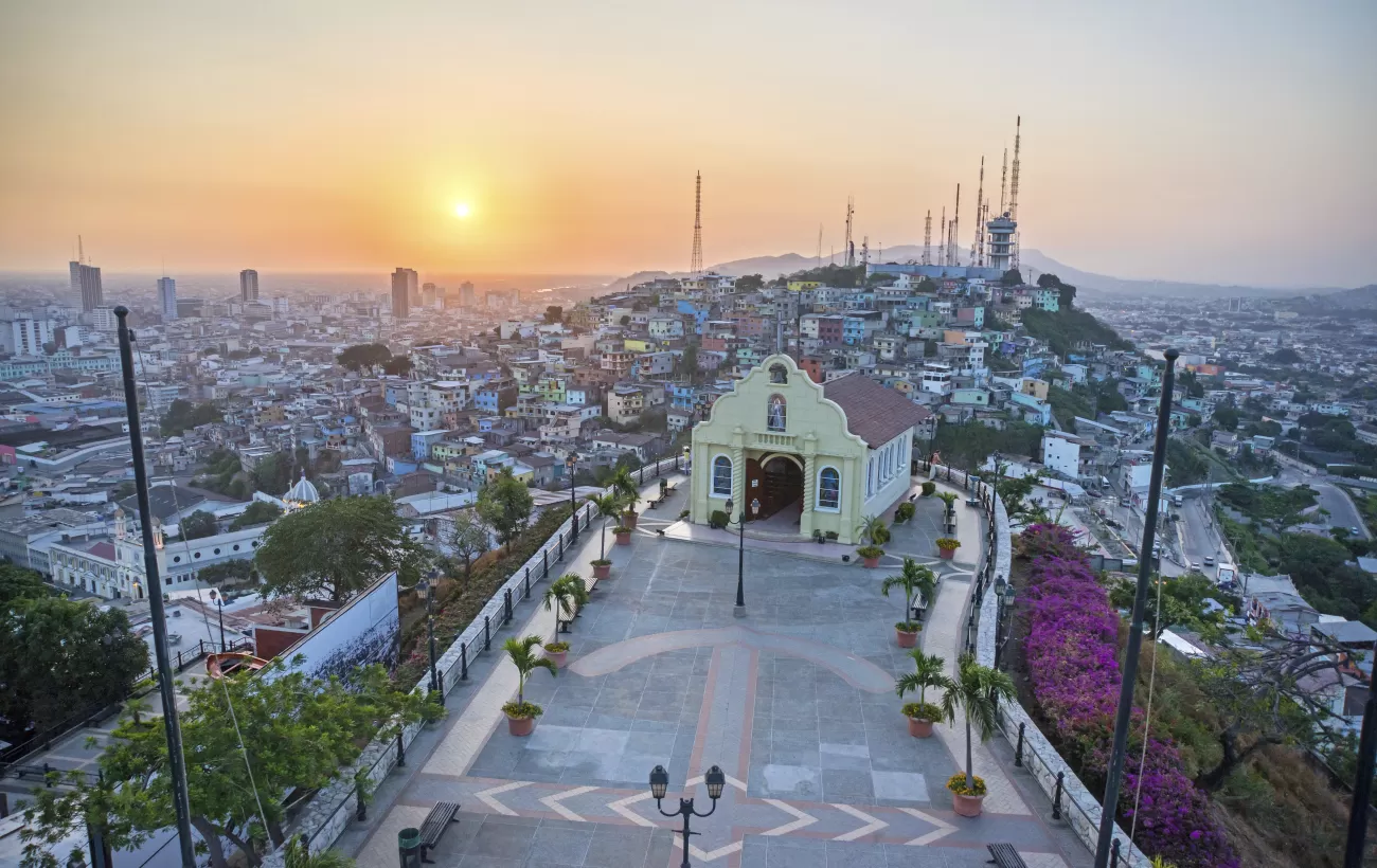 View of a small chapel and the city of Guayaquil