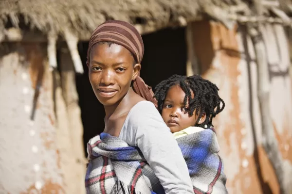 Mother and child in an African village