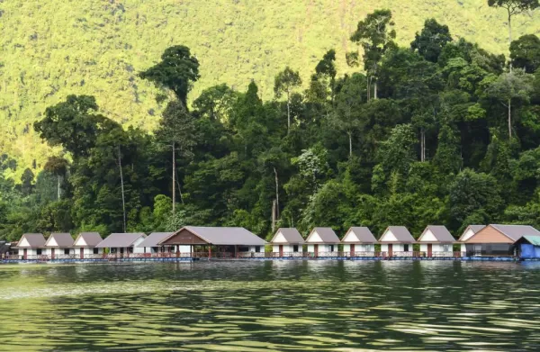 Floating bungalows on Cheow Lan Lake in Khao Sok National park