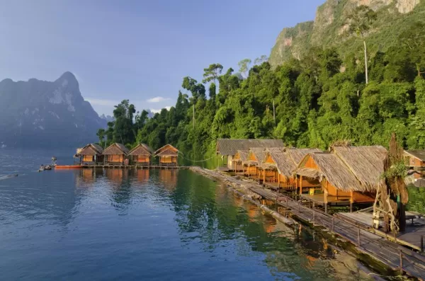 Raft houses at Cheow Lan Lake, Khao Sok National Park