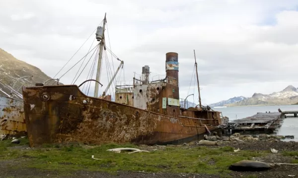 Old whaling boat in Grytviken