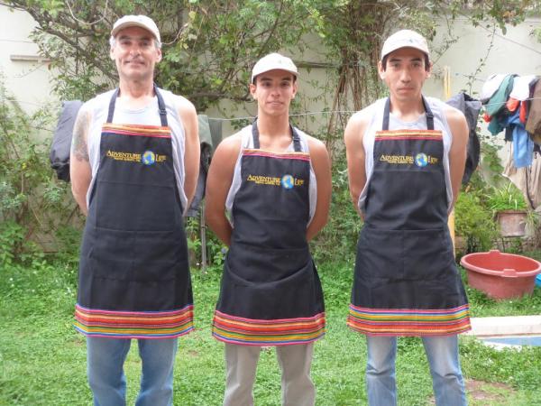 New aprons for Adventure Life Peru guides who cook on treks