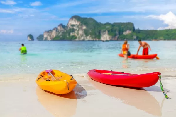 Kayaks on the tropical beach
