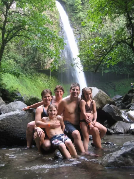 Family at La Fortuna Waterfall