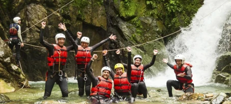 The thrill of waterfall rappelling!