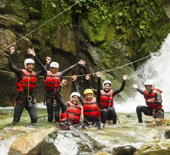 The thrill of waterfall rappelling!