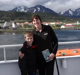 Mom and Son Starting our Antarctic Adventure