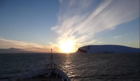 Sunset in Antarctica over Sea Adventurer