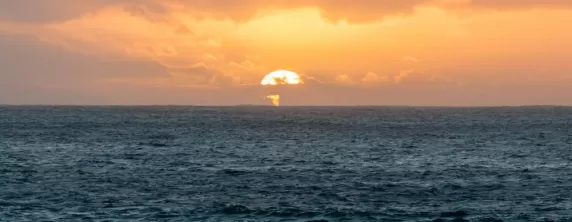 The sun sets off the Canary Islands