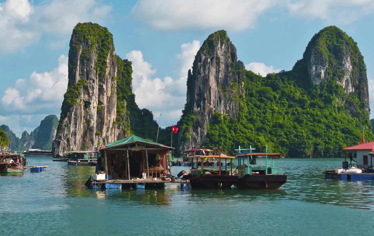 Floating fishing village in Halong Bay