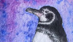 acrylics, penguin, detail