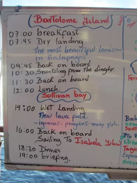 Sample daily itinerary