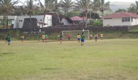 A soccer game with the locals