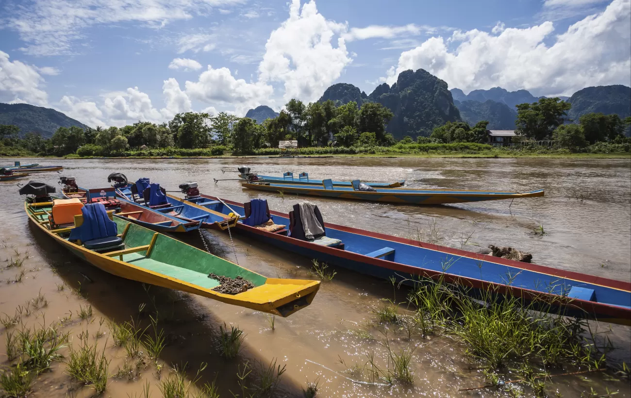 Boats in Vang Vieng, Laos