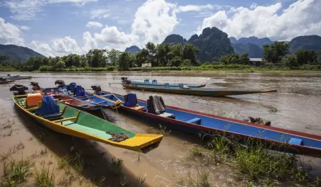 Boats in Vang Vieng, Laos