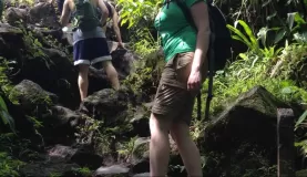 Climbing the volcanic rock