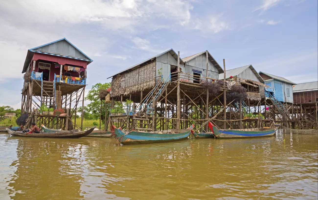 Floating village in Southeast Asia
