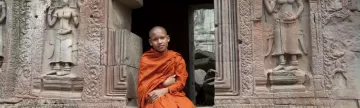 Monk at Angkor temple