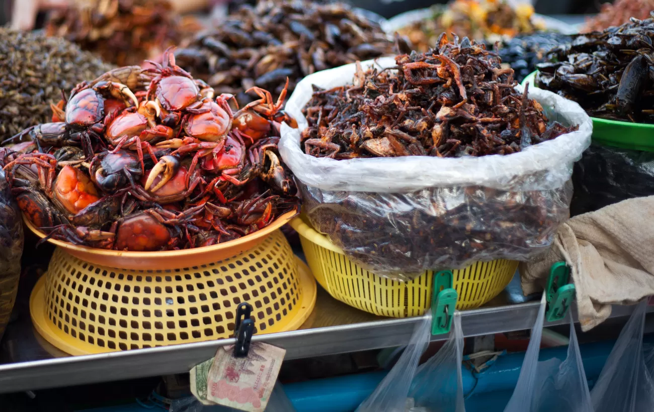 Fresh seafood at a Cambodian market